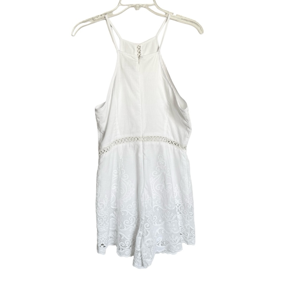 Sabo Skirt White Romper  Embroidered Playsuit Sleeveless Shorts Size M